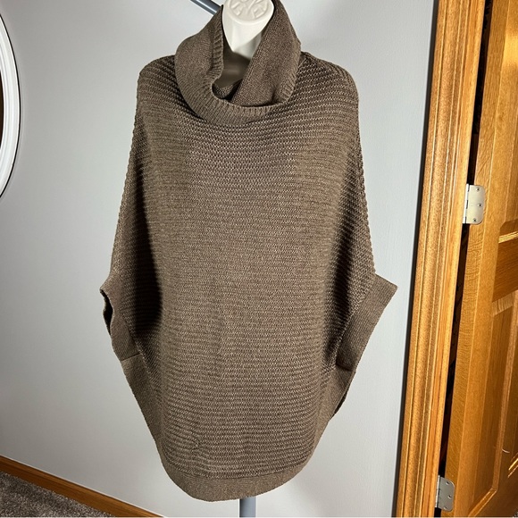 BOGO Merona XS S Brown Cowl Neck Chunky Knit Poncho Sweater - Picture 3 of 6
